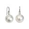 12.5 mm and 12.6 mm, White South Sea Pearl, Fish Hooks Diamond Dot Dangle Pearl Earrings