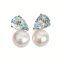Approx. 8.0 mm, Akoya Pearl, Aquamarine Dark Dot Pearl Stud Earrings