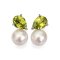 Approx. 8.0 - 8.5 mm, Akoya Pearl, Peridot Drop Shape Pearl Stud Earrings