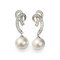 10.2 mm and 10.4 mm, Edison Pearl, Ribbon CZ Dangle Pearl Stud Earrings