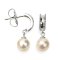 Approx. 7.0 - 7.5 mm, Moonlight Lot, Akoya Pearl, Front Curve CZ Dangle Pearl Stud Earrings