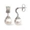 Approx. 10.0 - 10.5 mm, Edison Pearl, Front Curve CZ Paved Dangle Pearl Stud Earrings