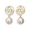Approx. 8.3 - 8.7 mm, Circle MOP CZ Dangle Pearl Stud Earrings
