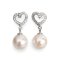 Approx. 8.0 mm, Akoya Pearl. Heart CZ Dangle Pearl Stud Earrings