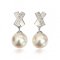 Approx. 7.4 - 7.7 mm, Moonlight Lot, Akoya Peral, X Dangle Pearl Stud Earrings
