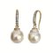 9.9 mm and 10.0 mm, Brown Sugar Lot, Gold South Sea Pearl, Fish Hooks Front CZ Paved Dangle Pearl Earrings
