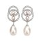 Approx. 4.0 mm and 8.0 mm, Freshwater Pearl, Double Ring Twin Pearl Dangle Pearl Stud Earrings