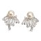 Approx. 6.0 - 6.5 mm, Moonlight Lot, Akoya Pearl, Pearl Stud Earrings with CZ Icicle Jacket
