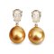 12.5 mm and 12.7 mm, Gold South Sea Pearl, Five Prongs Drop Shape Dangle Pearl Stud Earrings