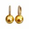 10.7 mm and 10.9 mm, Gold South Sea Pearl, Front Diamond Paved Pearl Latch Back Earrings