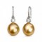 Approx. 11.0 - 11.5 mm, Gold South Sea Pearl, Fish Hooks Front Moissanite Paved Earrings with Moissanite Dot Pearl Drop Jacket