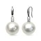 Approx. 13.0 mm up, White South Sea Pearl, Fish Hooks Diamond Dot Dangle Pearl Earrings
