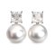 13.3 mm and 13.5 mm, White South Sea Pearl, Moissanite Princess Cut Dangle Pearl Stud Earrings