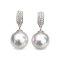 9.9 mm and 10.2 mm, White South Sea Pearl, Diamond Paved Plate Dangle Pearl Stud Earrings