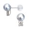 9.1 mm and 9.1 mm, White South Sea Pearl, Pearl Diamond Stud Earrings