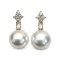11.7 mm and 11.8 mm, White South Sea Pearl, Rhombus Diamond, Diamond Dot Pearl Dtud Earrings