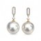 Approx. 11.0 - 11.5 mm, White South Sea Pearl, O Rings Diamond Paved Dangle Pearl Stud Earrings