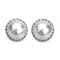 9.5 mm and 9.5 mm, White South Sea Pearl, Stud Earrings with Diamond Jacket
