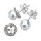 9.5 mm and 9.5 mm, White South Sea Pearl, Stud Earrings with Diamond Jacket