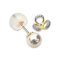 Approx. 6.0 mm, Moonlight Lot, Akoya Pearl, Stud Pearl Earrings with Clover Leaf Jacket Diamond Paved