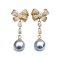 Approx. 8.0mm, Blue Rose, Akoya Pearl, Bow CZ Paved Dangle Pearl Stud Earrings