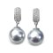 8.9 mm and 8.9 mm, Blue Rose, Akoya Pearl, Diamond Plate Dangle Pearl Stud Earrings