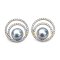 Approx. 8.0 - 8.5 mm, Blue Rose, Akoya Pearl, Double Ring Diamond Paved Pearl Stud Earrings