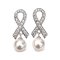 Approx. 8.0 - 8.5 mm, Akoya Pearl, Bow CZ Dangle Pearl Stud Earrings