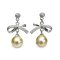 Approx. 9.0 mm, Brown Sugar Lot, Gold South Sea Pearl, Bow Dangle Pearl CZ Dot Stud Earrings