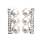 Approx. 5.5 mm, AK Pearl, Triple Pearl Bar CZ Paved Stud Earrings
