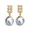 Approx. 8.0 mm, Blue Rose, Akoya Pearl, Six CZ Dangle Pearl Stud Earrings
