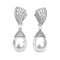Approx. 10.0 - 11.0 mm, White South Sea Pearl, Heaven Rainbow CZ Paved Dangle Pearl Stud Earrings
