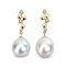 11.4 mm and 11.5 mm, White South Sea Pearl, Cubes Dangle Pearl Stud Earrings