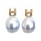 10.0 mm and 10.2 mm, White South Sea Pearl, H Diamond Pearl Stud Earrings