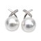 Approx. 9.0 mm, White South Sea Pearl, X Diamond Paved Pearl Stud Earrings