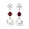 Approx. 12.0 mm up, White South Sea Pearl, "Red Snowflake" Dangle Pearl Jacket Stud Earrings