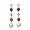 Approx. 12.0 - 13.0 mm, White South Sea Pearl, "Red Snowflake" Dangle Pearl Stud Earrings