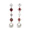 Approx. 12.0 - 13.0 mm, White South Sea Pearl, "Red Snowflake" Dangle Pearl Stud Earrings
