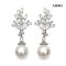 Approx. 10.0 mm up, White South Sea Pearl, Flower Bunch Dangle Pearl Stud Earrings