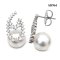 Approx. 11.0 mm, White South Sea Pearl, Drop CZ Pearl Stud Earrings