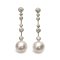 13.4 mm and 13.5 mm, White South Sea Pearl, Diamond Stripe Dangle Pearl Stud Earrings