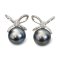 11.7 mm and 11.8 mm, Tahitian Pearl, Bow Diamond Pearl Stud Earrings