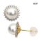Approx. 10.0 mm, White South Sea Pearl, Pearl Halo Diamond Stud Earrings