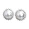 10.2 mm and 10.2 mm, White South Sea Pearl, Solitaire Pearl Halo Diamond Stud Earrings