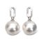 13.5 mm and 13.6 mm, White South Sea Pearl, O Ring Diamond Dangle Pearl Stud Earrings