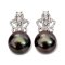 10.1 mm and 10.3 mm, Tahitian Pearl, Crown Diamond Pearl Stud Earrings