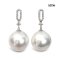 Approx. 12.0 mm, White South Sea Pearl, O Ring CZ Paved Dangle Pearl Stud Earrings