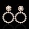 Approx. 3.0 - 4.0 mm and 6.0- 7.0 mm, AK and Freshwater Pearl, Double Hoop Pearl Stud Earrings
