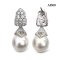 Approx. 12.0 mm, White South Sea Pearl, Cluster CZ Stud Earrings with Royal Cap Dangle Pearl Jacket
