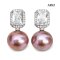 12.6 mm and 12.8 mm, Edison Pearl, CZ Radiant Cut Solitaire Pearl Earrings